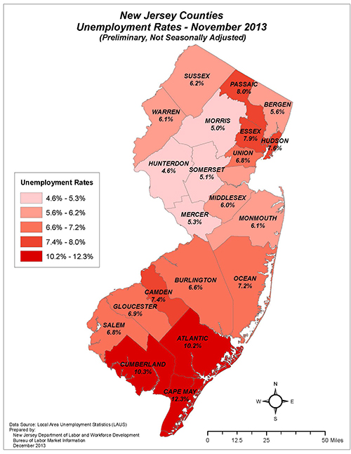 NJ Counties Unemployment Rates