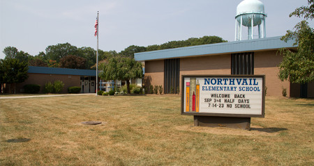 Northvail Elementary exterior with sign