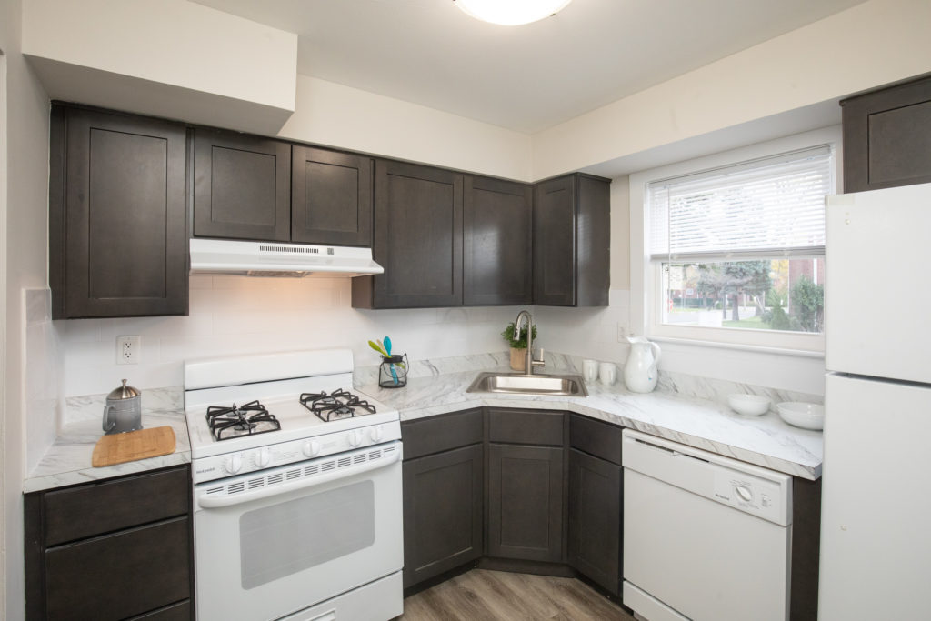 Renovated kitchen at Knoll Gardens apartment