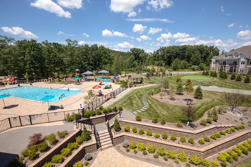 Pondview Estates amenities on display, including pool