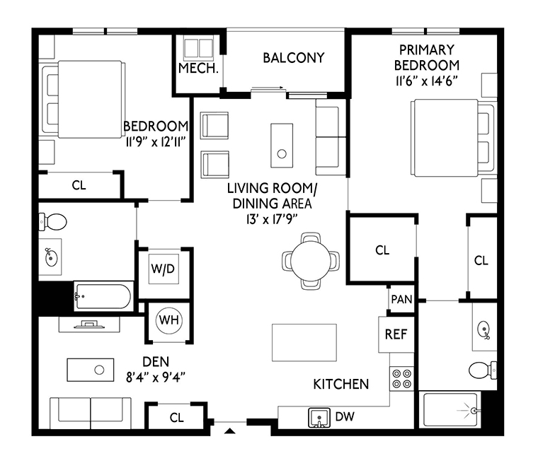 One of the apartment layouts at The Jefferson in Hackensack, NJ