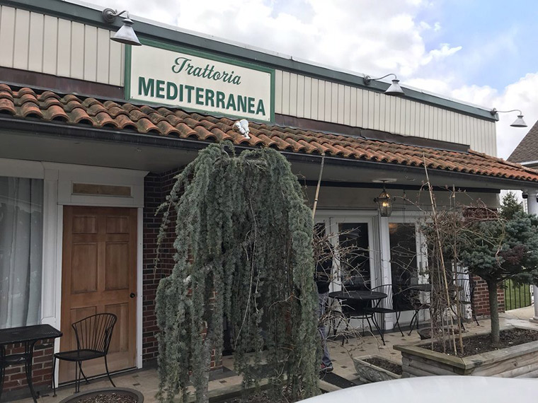 Front entrance of Trattoria Mediterranea Restaurant in Somerset County, NJ