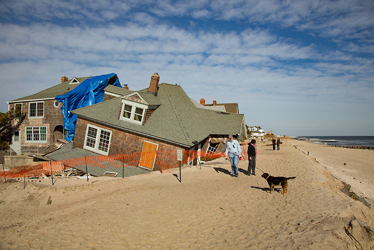 Damage to beach homes on the New Jersey shore in the aftermath of hurricane Sandy